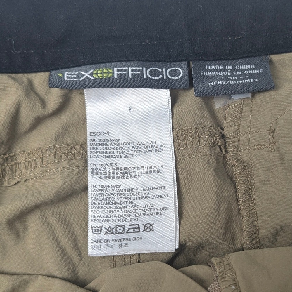 ExOfficio Mens 40 Olive Green Nylon Cargo Hiking Shorts Web Belt Quick Dry - Picture 11 of 12